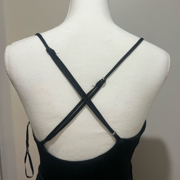 NWOT Mable Draped Detail Cami Midi Dress with adjustable straps size small black - Picture 8 of 13